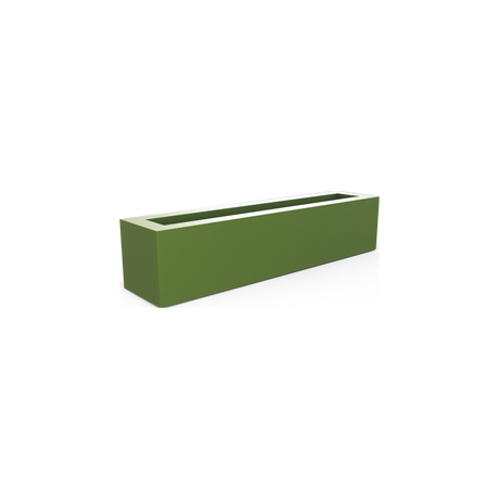 Salon narrow rectangular fiberglass planter box in Satin Green