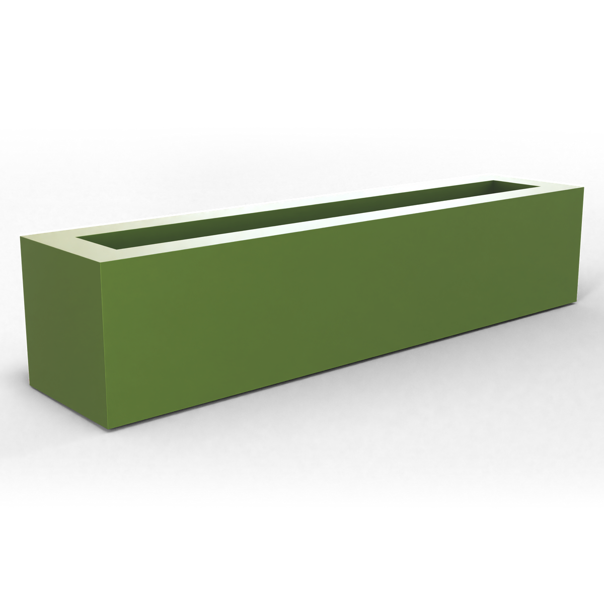 Salon box fiberglass planter in Satin Green, studio render