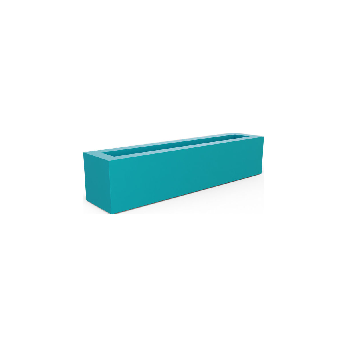 Salon narrow rectangular fiberglass planter box in Satin Seafoam Green