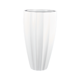 San jose tall fluted fiberglass planter in Gloss Bright White, studio render