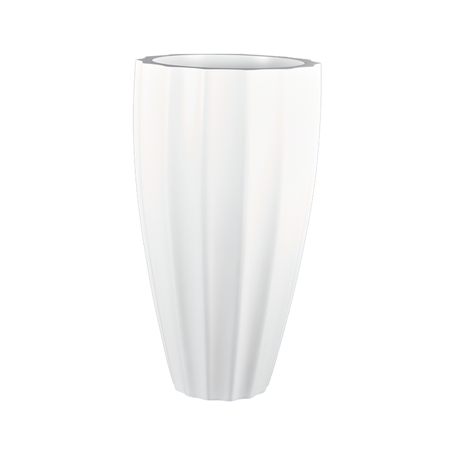 San jose tall fluted fiberglass planter in Gloss Bright White, studio render