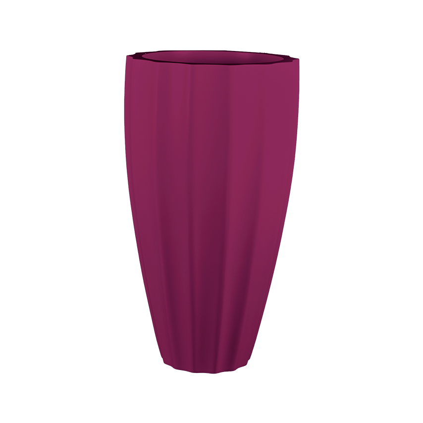 San jose tall fluted fiberglass planter in Gloss Eggplant, studio render