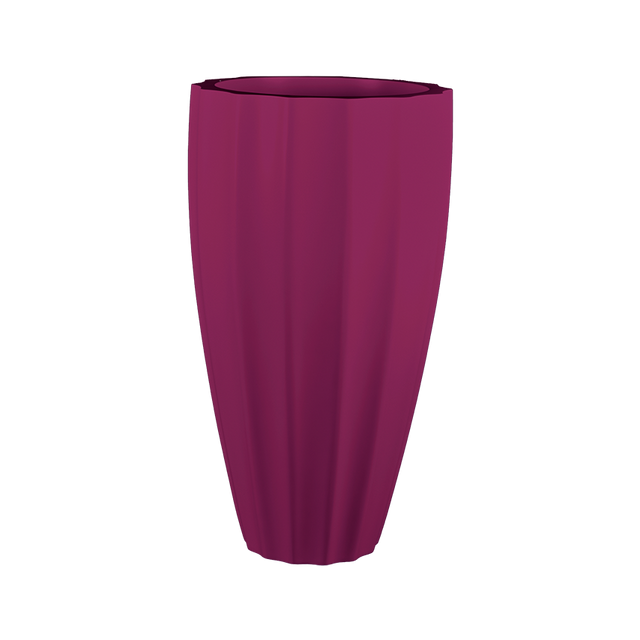 San jose tall fluted fiberglass planter in Gloss Eggplant, studio render