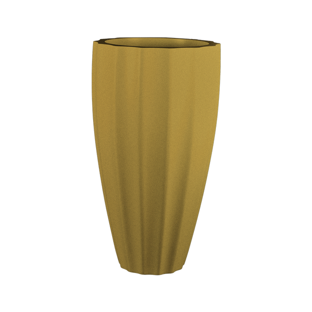 San jose tall fluted fiberglass planter in Gloss Metallic Gold, studio render
