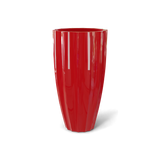 San Jose tall fluted fiberglass planter in Gloss Red, 16 × 30 in, studio render