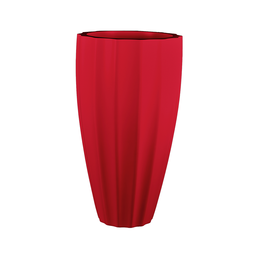 San jose tall fluted fiberglass planter in Gloss Red, studio render