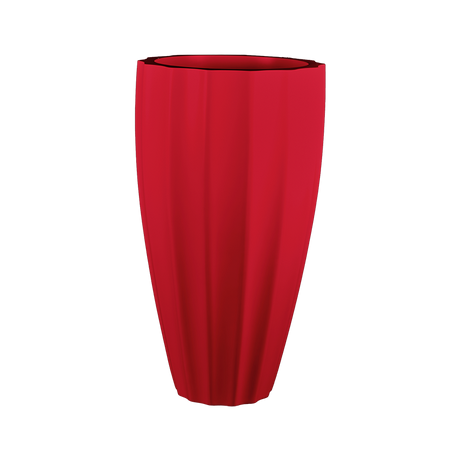 San jose tall fluted fiberglass planter in Gloss Red, studio render