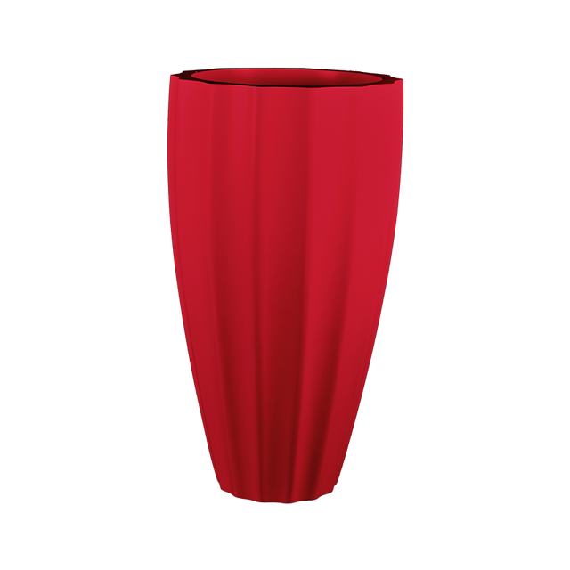 San jose tall fluted fiberglass planter in Gloss Red, studio render
