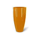 San Jose tall fluted fiberglass planter in Gloss Tangerine, 16 × 30 in, studio render