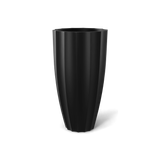 San Jose tall fluted fiberglass planter in Matte Black, 16 × 30 in, studio render