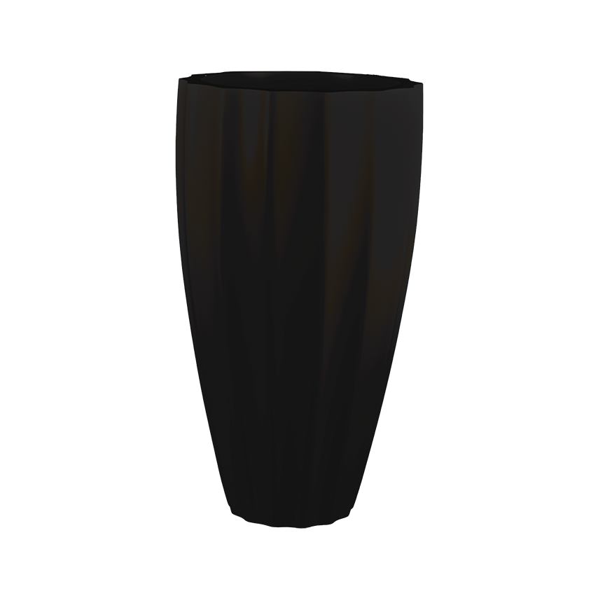 San jose tall fluted fiberglass planter in Matte Black, studio render