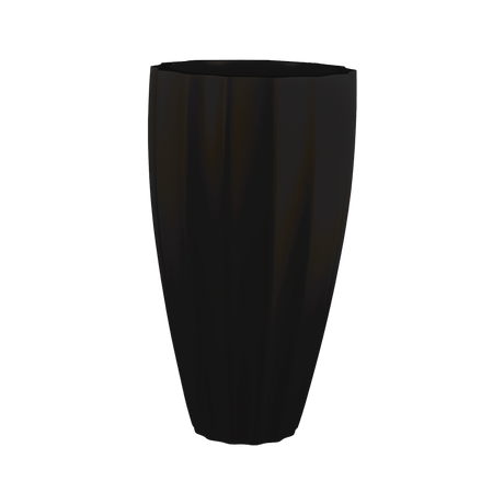 San jose tall fluted fiberglass planter in Matte Black, studio render