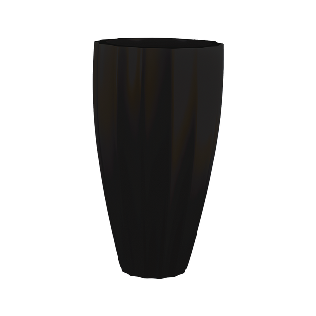 San jose tall fluted fiberglass planter in Matte Black, studio render