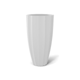 San Jose tall fluted fiberglass planter in Matte Bright White, 16 × 30 in, studio render
