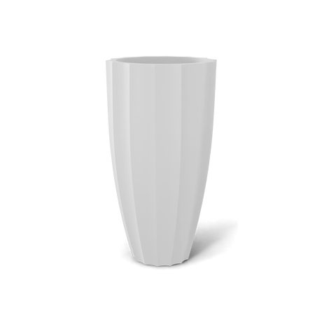 San Jose tall fluted fiberglass planter in Matte Bright White, 16 × 30 in, studio render