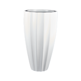 San jose tall fluted fiberglass planter in Matte Bright White, studio render
