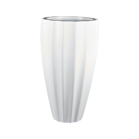 San jose tall fluted fiberglass planter in Matte Bright White, studio render