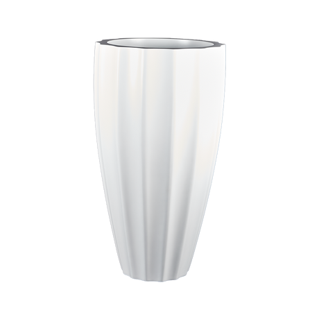 San jose tall fluted fiberglass planter in Matte Bright White, studio render