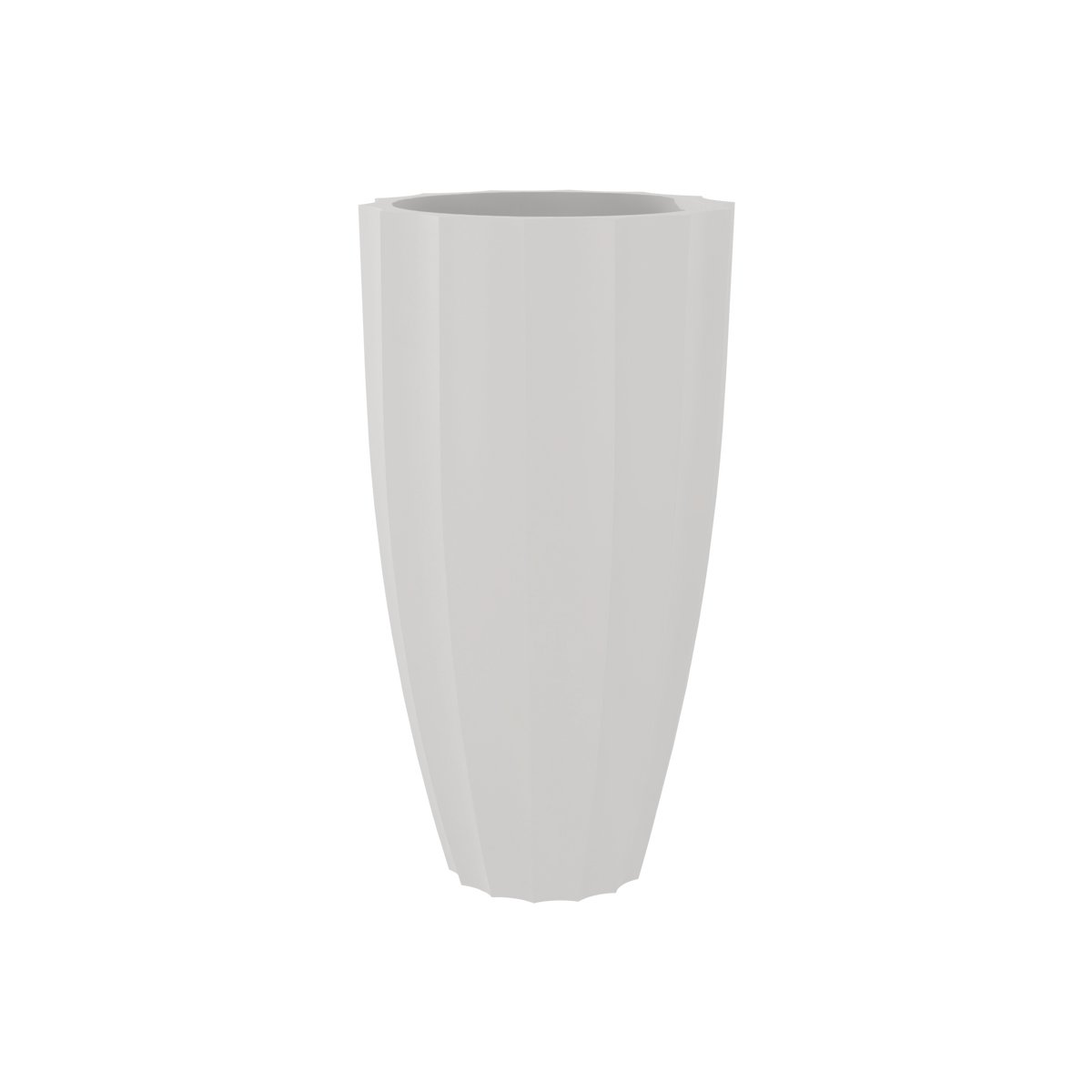 San Jose tall fluted fiberglass planter in Matte Cement Grey, 16 × 30 in, studio render