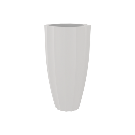 San Jose tall fluted fiberglass planter in Matte Cement Grey, 16 × 30 in, studio render