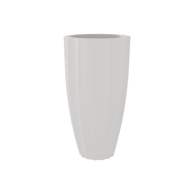 San Jose tall fluted fiberglass planter in Matte Cement Grey, 16 × 30 in, studio render