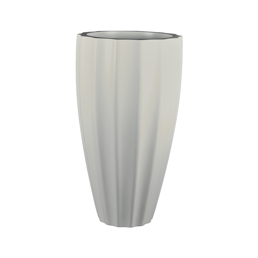 San jose tall fluted fiberglass planter in Matte Cement Grey, studio render