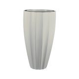 San jose tall fluted fiberglass planter in Matte Cement Grey, studio render