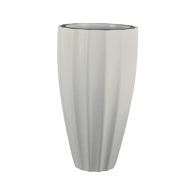 San jose tall fluted fiberglass planter in Matte Cement Grey, studio render