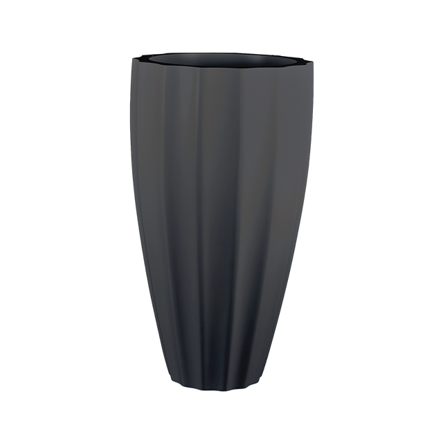 San jose tall fluted fiberglass planter in Matte Charcoal, studio render