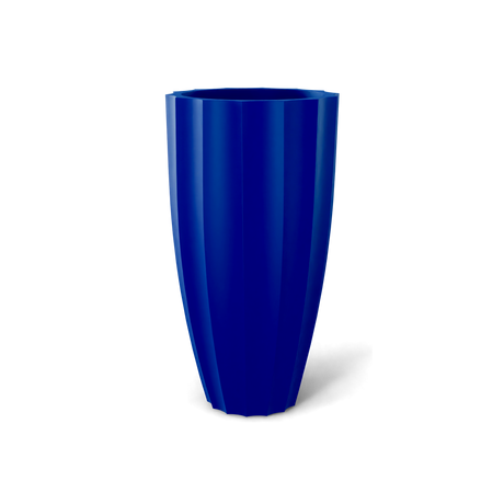San Jose tall fluted fiberglass planter in Matte Cobalt Blue, 16 × 30 in, studio render