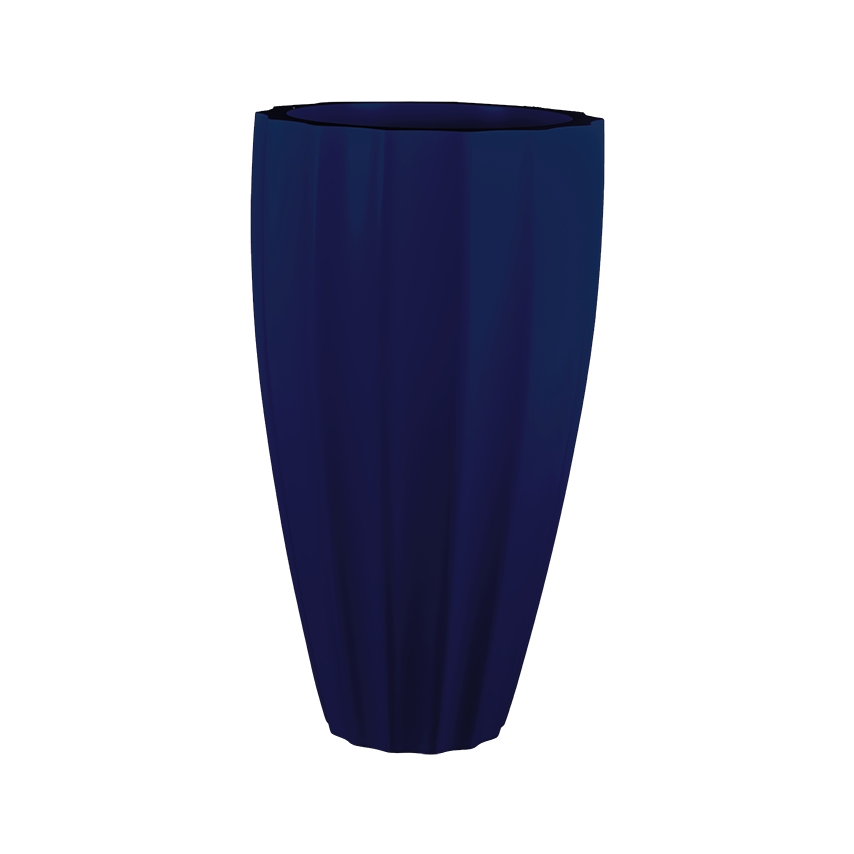 San jose tall fluted fiberglass planter in Matte Cobalt Blue, studio render