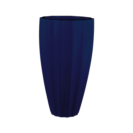 San jose tall fluted fiberglass planter in Matte Cobalt Blue, studio render