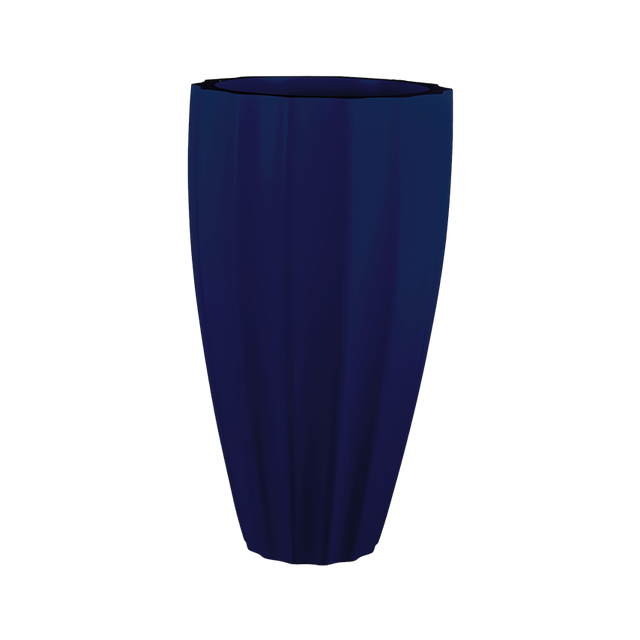 San jose tall fluted fiberglass planter in Matte Cobalt Blue, studio render