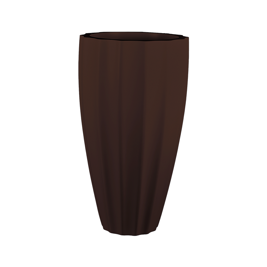 San jose tall fluted fiberglass planter in Matte Dark Brown, studio render