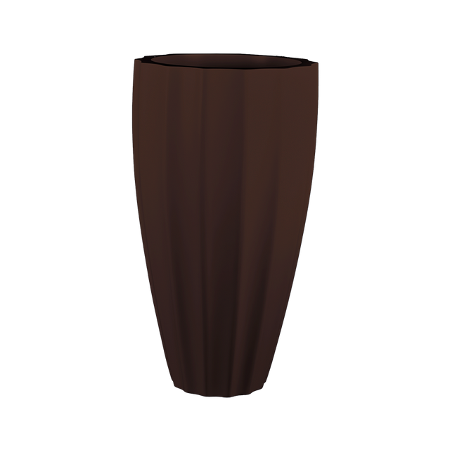 San jose tall fluted fiberglass planter in Matte Dark Brown, studio render