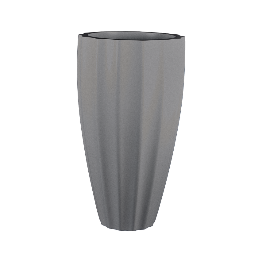 San jose tall fluted fiberglass planter in Matte Gunmetal, studio render