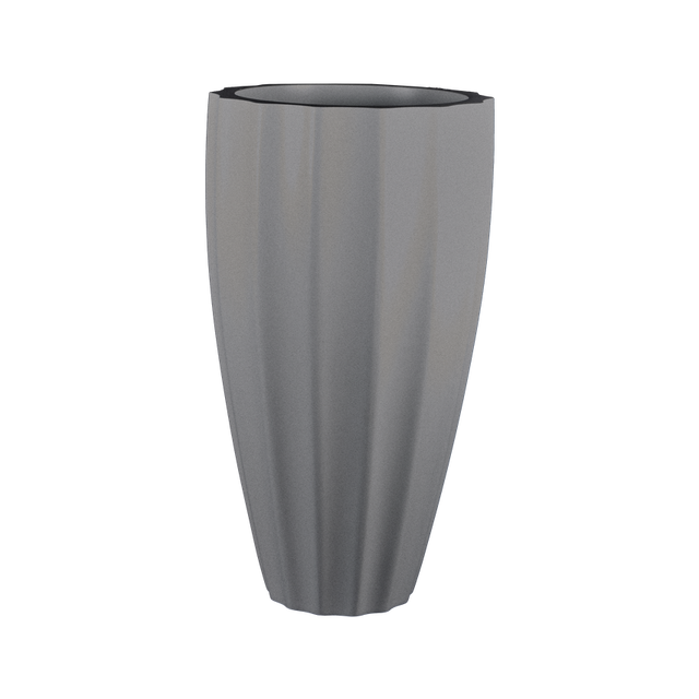San jose tall fluted fiberglass planter in Matte Gunmetal, studio render