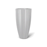 San Jose tall fluted fiberglass planter in Metallic Silver, 16 × 30 in, studio render