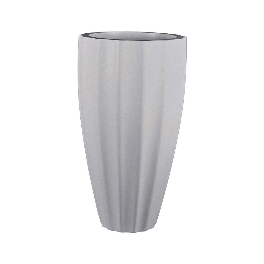 San jose tall fluted fiberglass planter in Metallic Silver, studio render
