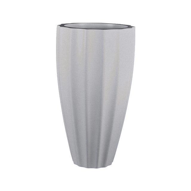 San jose tall fluted fiberglass planter in Metallic Silver, studio render