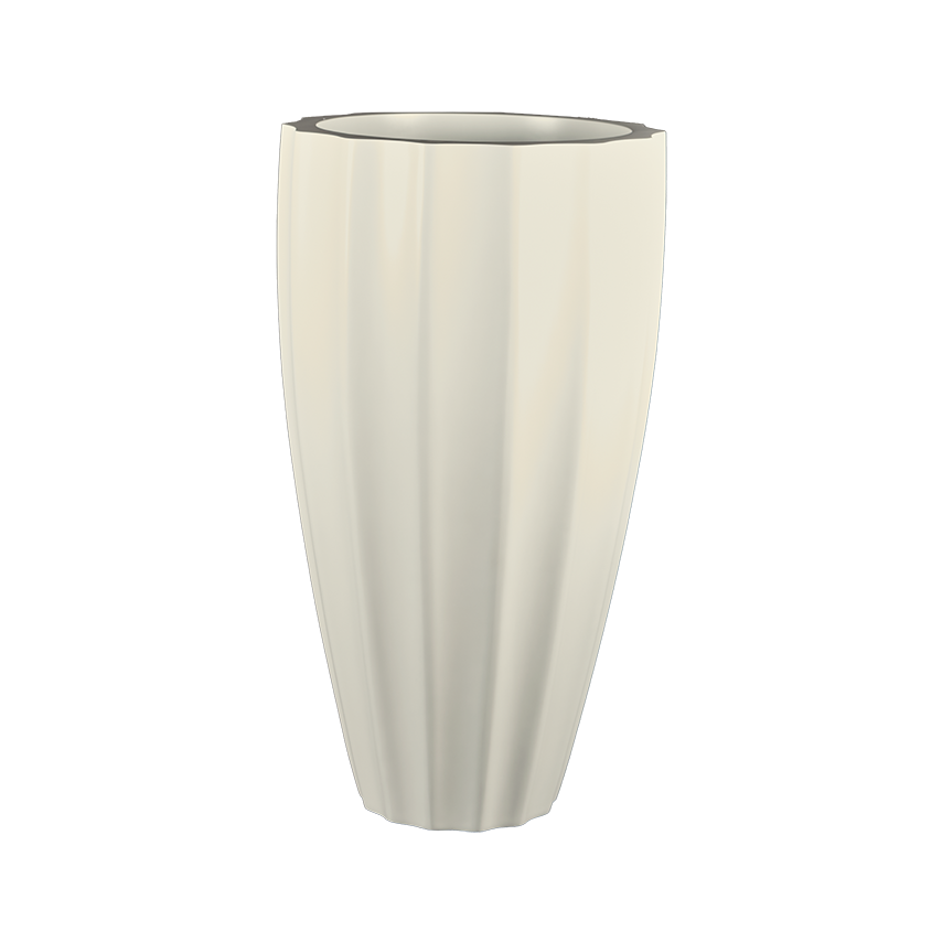 San jose tall fluted fiberglass planter in Satin Beige, studio render