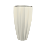 San jose tall fluted fiberglass planter in Satin Beige, studio render