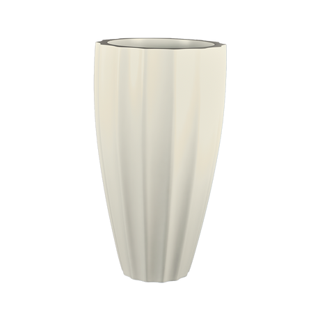 San jose tall fluted fiberglass planter in Satin Beige, studio render