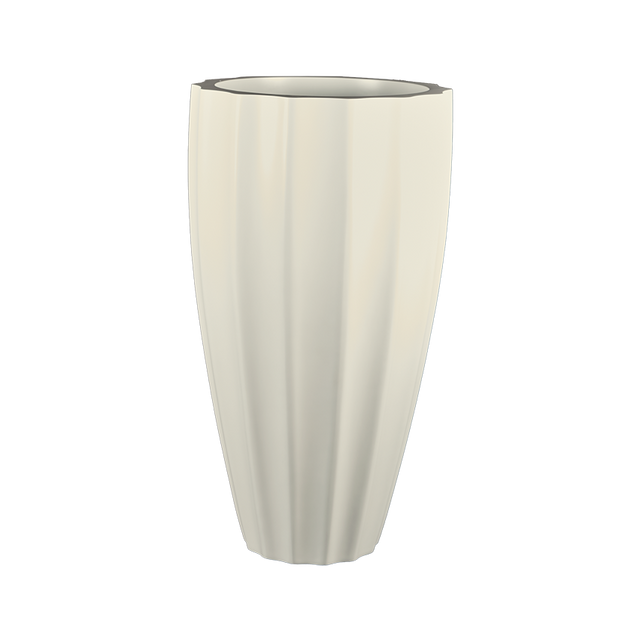 San jose tall fluted fiberglass planter in Satin Beige, studio render