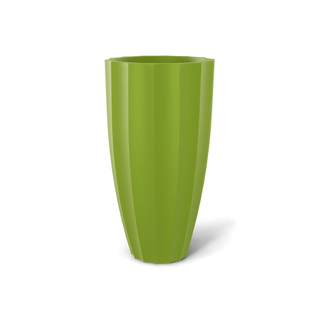 San Jose tall fluted fiberglass planter in Satin Green, 16 × 30 in, studio render