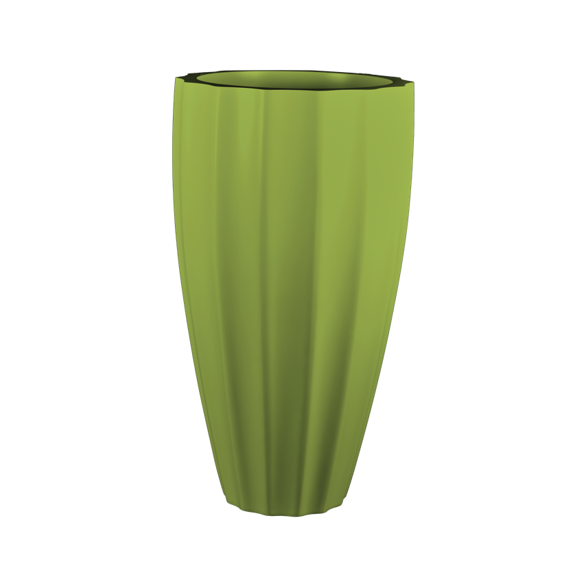 San jose tall fluted fiberglass planter in Satin Green, studio render