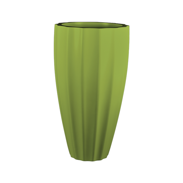 San jose tall fluted fiberglass planter in Satin Green, studio render