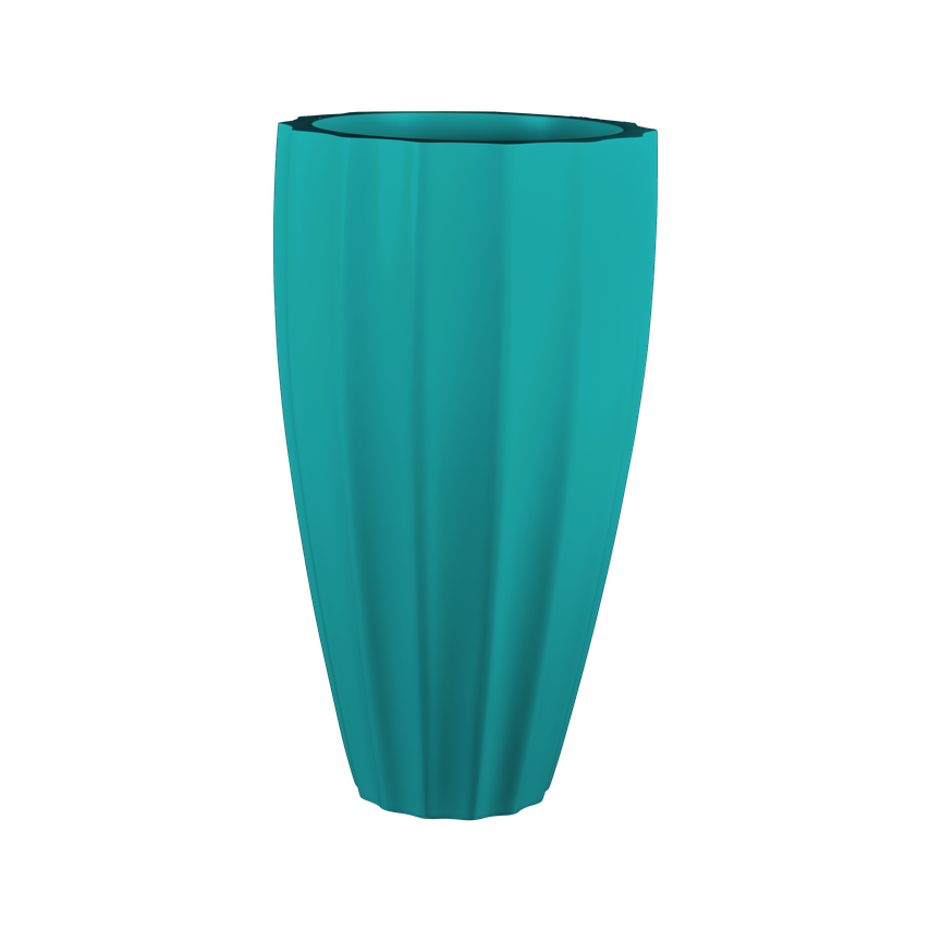 San jose tall fluted fiberglass planter in Satin Seafoam Green, studio render