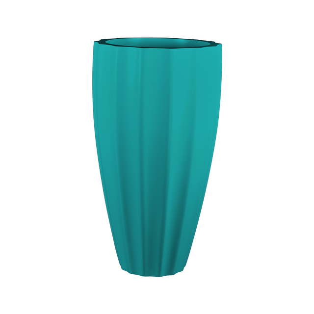 San jose tall fluted fiberglass planter in Satin Seafoam Green, studio render