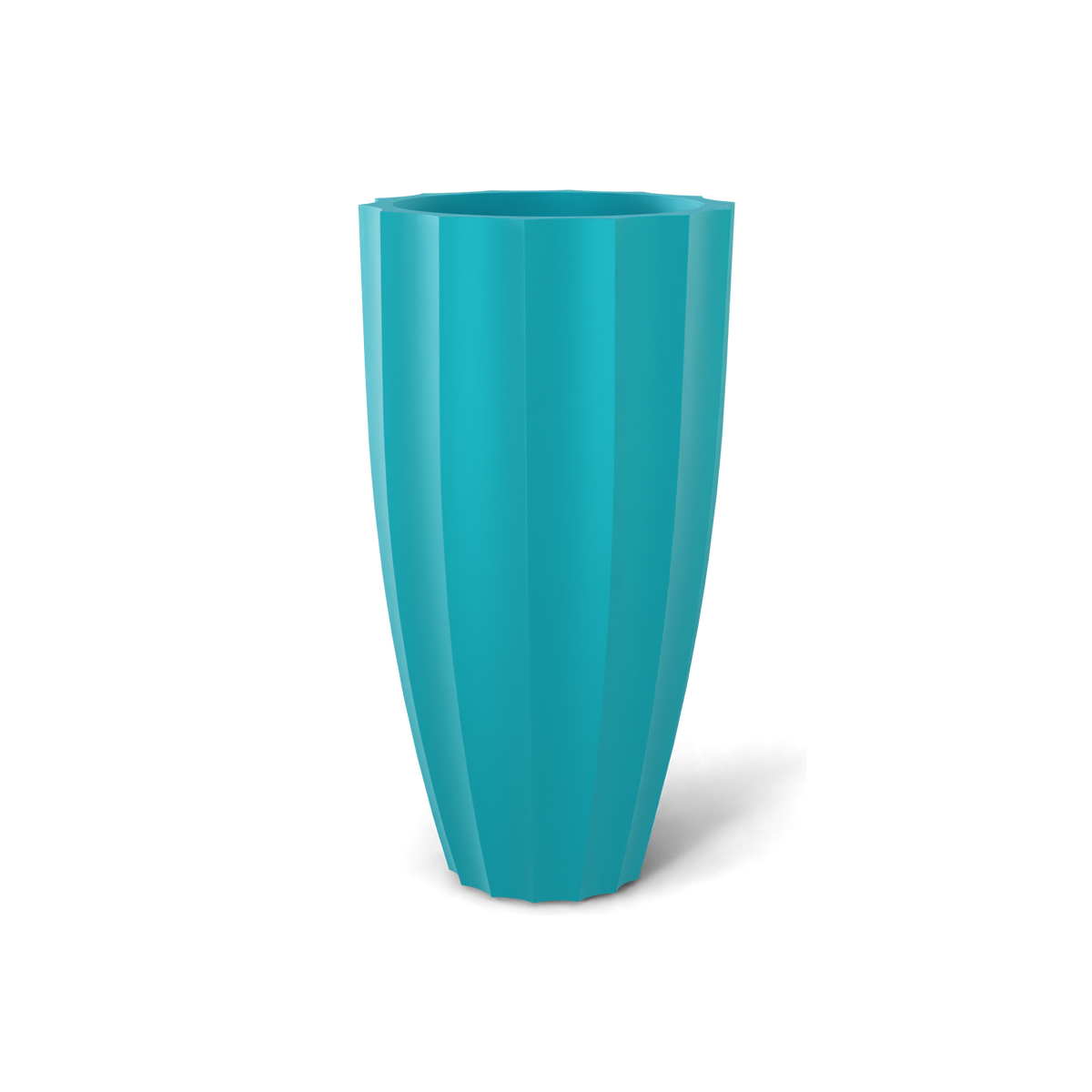 San Jose tall fluted fiberglass planter in Satin Seafoam Green, 16 × 30 in, studio render